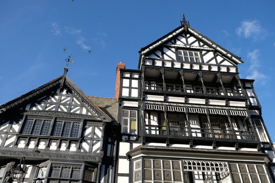 Mock Tudor Buildings In Chester, UK.