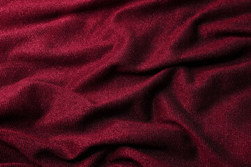 Plakat Silk glitter fabric texture with folds and wawes toned in Viva Magenta trendy color