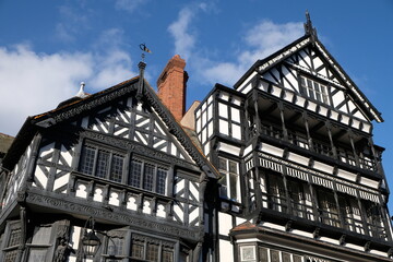Mock Tudor buildings in Chester, UK. - obrazy, fototapety, plakaty