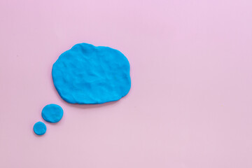 Text speech bubble made of plasticine. Messengers and social networks concept