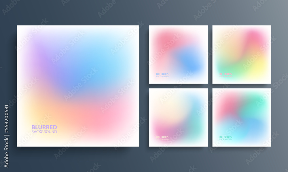 Aufkleber Set of light blurred multicolored backgrounds with soft color gradients. Color graphic templates collection for your graphic design. Vector illustration.