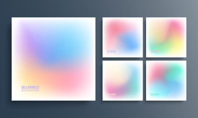 Set of light blurred multicolored backgrounds with soft color gradients. Color graphic templates collection for your graphic design. Vector illustration.