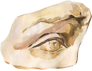 Watercolor David Eye sculpture transparent PNG