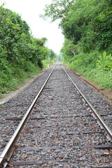 Fototapeta na wymiar Narrow gauge railway on ground