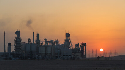 Fototapeta na wymiar heavy Industry during sun rise time 