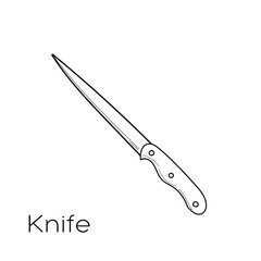 Linear Knife isolated on white background. Hand drawn Knife in doodle style. vector eps10