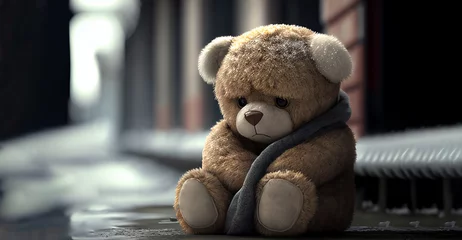 Fotobehang Kid teddy bear sick, generative ai  © viperagp