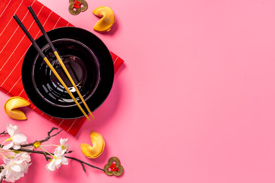 Chinese New Year with red bamboo mat for tabble place setting