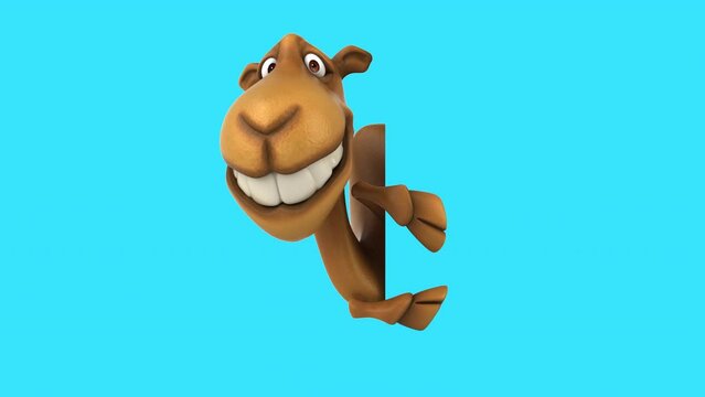 Fun 3D cartoon camel with a sign (with alpha channel)
