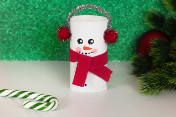 Christmas decoration snowman craft toilet paper roll