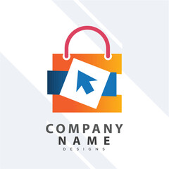 Online Store Logo Design Template. Vector illustration of a shopping cart and shop bag combination logo design concept. Perfect for E-commerce, sales, discount or web store elements. Company emblem