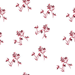 Modern floral seamless pattern. Digital drawn illustration. Can be used as a design of textile other fabric, wallpaper, cards, invitations or decorative paper