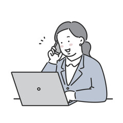 Fototapeta na wymiar パソコン操作をしながら通話する女性会社員