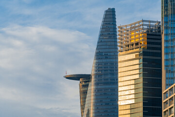 Beautiful morning in ho chi minh city, district 1, skyline with Bitexco skyscraper. The center of the city