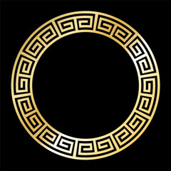 Greek Gold style border frame  circle frame with seamless vector illustration