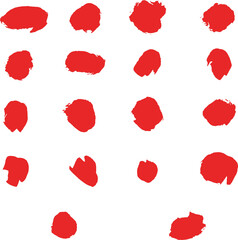 Set of red paint blots isoleted on white background
