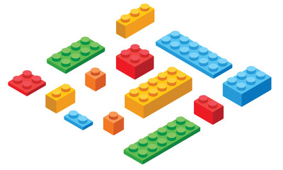 Fototapeta na wymiar Set of blocks building toy colored brick