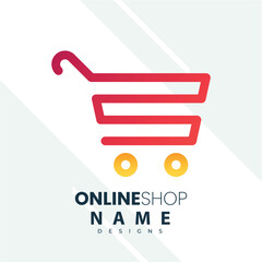 Online Store Logo Design Template. Vector illustration of a shopping cart and shop bag combination logo design concept. Perfect for E-commerce, sales, discount or web store elements. Company emblem