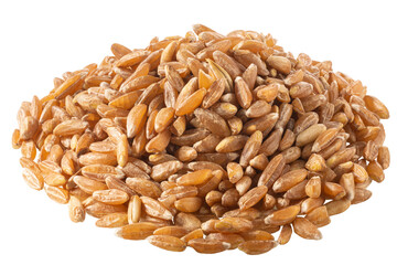 Pile of spelt, farro or einkorn hulled wheat, isolated png