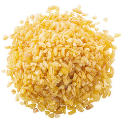 Pile of Bulgur, a cracked parboiled groats of durum wheat, isolated, top view png