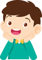 children relaxed sitting with hands on cheek and thinking