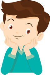 children relaxed sitting with hands on cheek and thinking