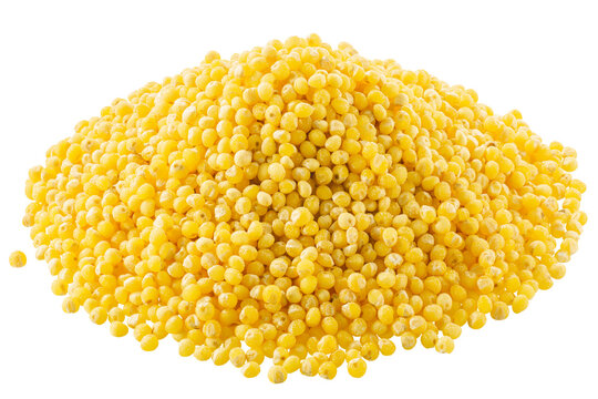 Pile of polished proso millet (Panicum miliaceum seeds), isolated png
