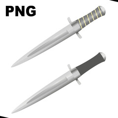 Dagger knife. PNG illustration. White background. Png format