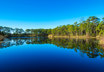 Fototapeta premium Water Reflecting Blue Sky