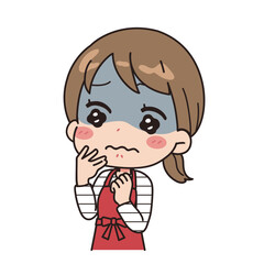 Obraz premium Illustration of a woman who is in poor physical condition and has a pale complexion.