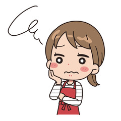 Illustration of a worried woman.