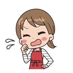 Illustration of a woman who is sick and coughs.