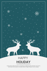 Obraz na płótnie Canvas Holiday cards with reindeers, snowflake.