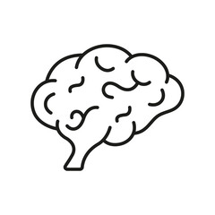Human Brain in Profile View Line Icon. Knowledge, Memory, Mind, Logic Intelligence Outline Icon. Human Brain Anatomy. Neurology, Psychology Pictogram. Editable Stroke. Isolated Vector Illustration