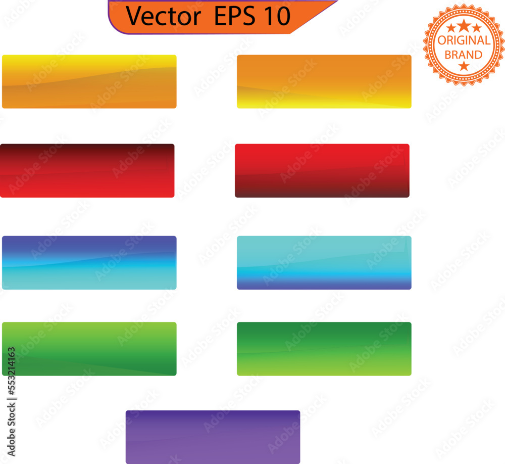 Wall mural set of glossy button icons for your design. transparent background