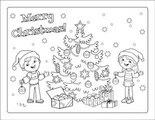 Merry christmas coloring page, Christmas coloring sheet for kids