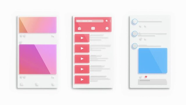 Social media app interface feed frame viewing animated, looped switch