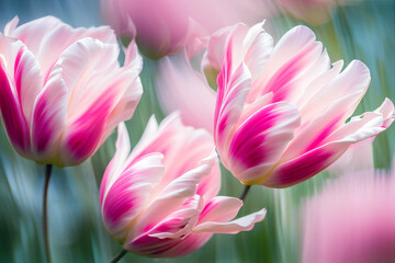 Obraz na płótnie Canvas pink tulips in the wind