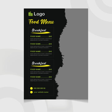 One-page Food Menu Flyer Design Template