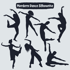 Collection of Woman Modern dance silhouettes in different poses