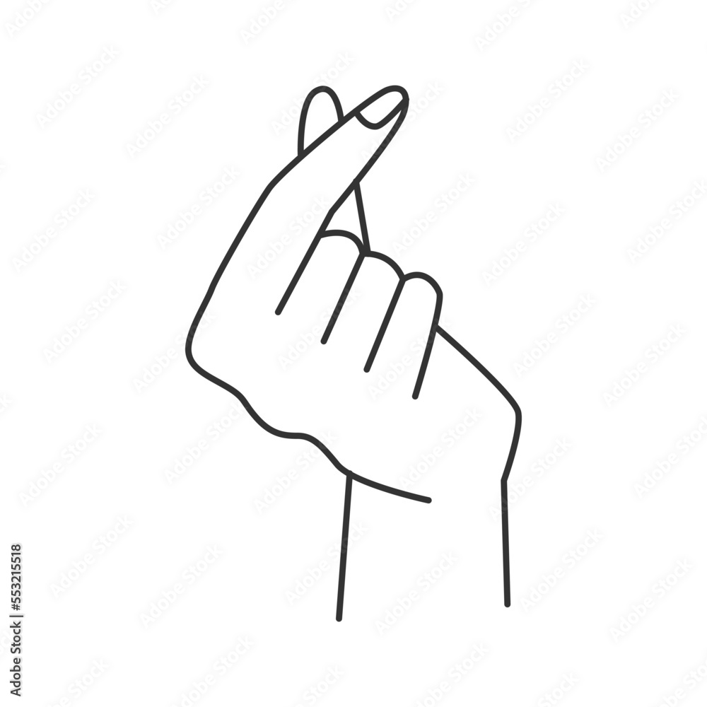 Poster Abstract line hand gesture counting money, isolated thumb and index finger movement. Non verbal communication sign, isolated icon of hand expressing need. Perfect manicure