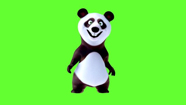 Fun 3D cartoon panda talking and presenting (with alpha channel)