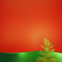 Fondo rojo con árbol navideño para publicación social o tarjeta. - obrazy, fototapety, plakaty