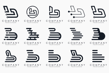 Set of creative letter b logo vector design bundle inspiration.