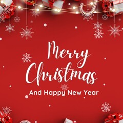 Obraz na płótnie Canvas Merry christmas and happy new year instagram template ilustration