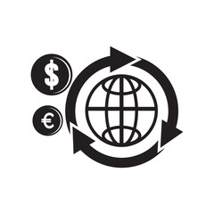 Increase or decrease in dollar or euro currency,icon vector illustration design