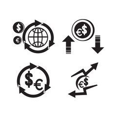 Increase or decrease in dollar or euro currency,icon vector illustration design