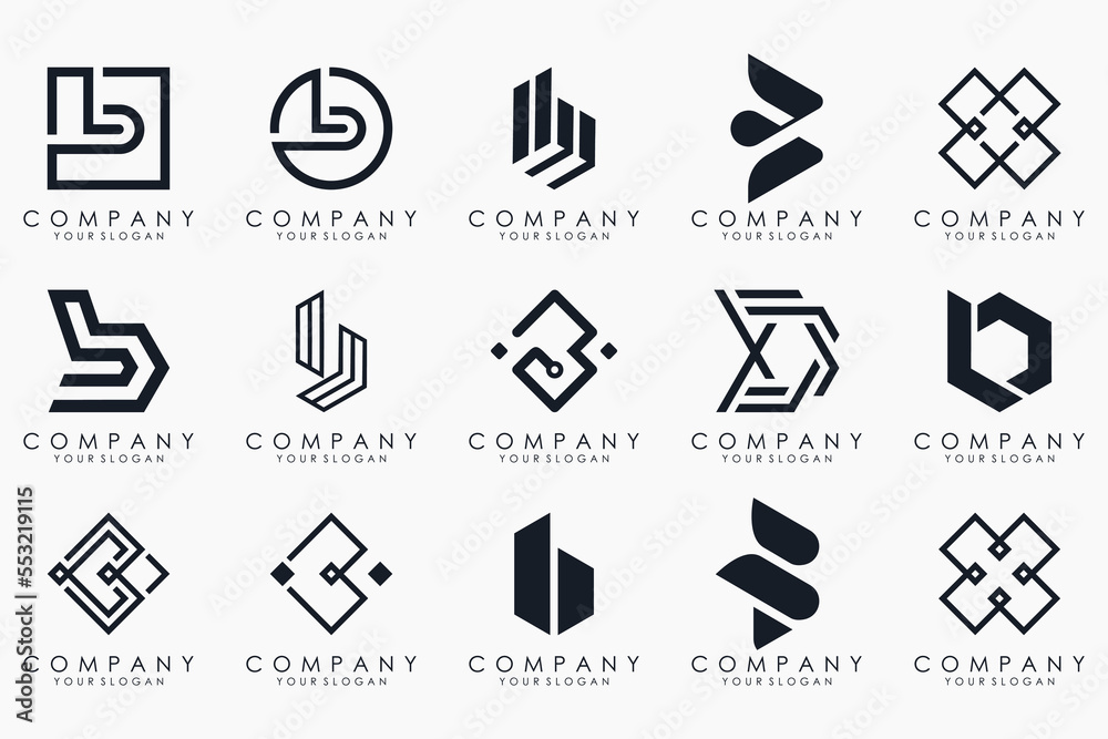 Wall mural creative letter b logo icon set. design for business of luxury, elegant, simple.