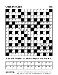 Crack the code crossword puzzle or game (codebreaker, codeword, codecracker, coded crossword) with two hints. Answer included.
