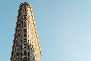 NEW YORK, USA - March 19, 2018 : Flat Iron building facade on March 19, 2018. Completed in 1902, it is considered to be one of the first skyscrapers ever built